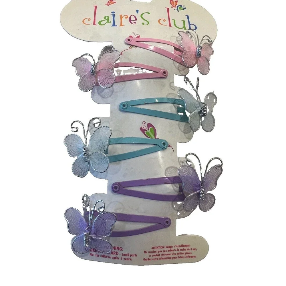 Claire's Club Girls Hair Clip Set Butterfly Flower Bow Multicolor Polka Dot
